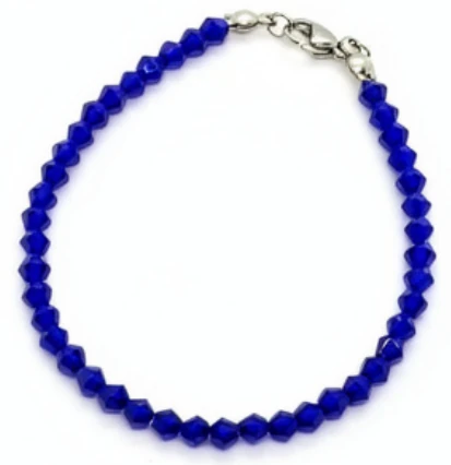 Pulsera de acero quirurgico con cristales azules 18cm